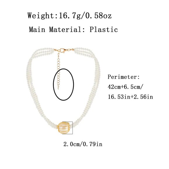 3/$35 Elegant Multi-Strand Faux Pearl Choker Vintage Style Gold Ball Bead Bride - Picture 4 of 10